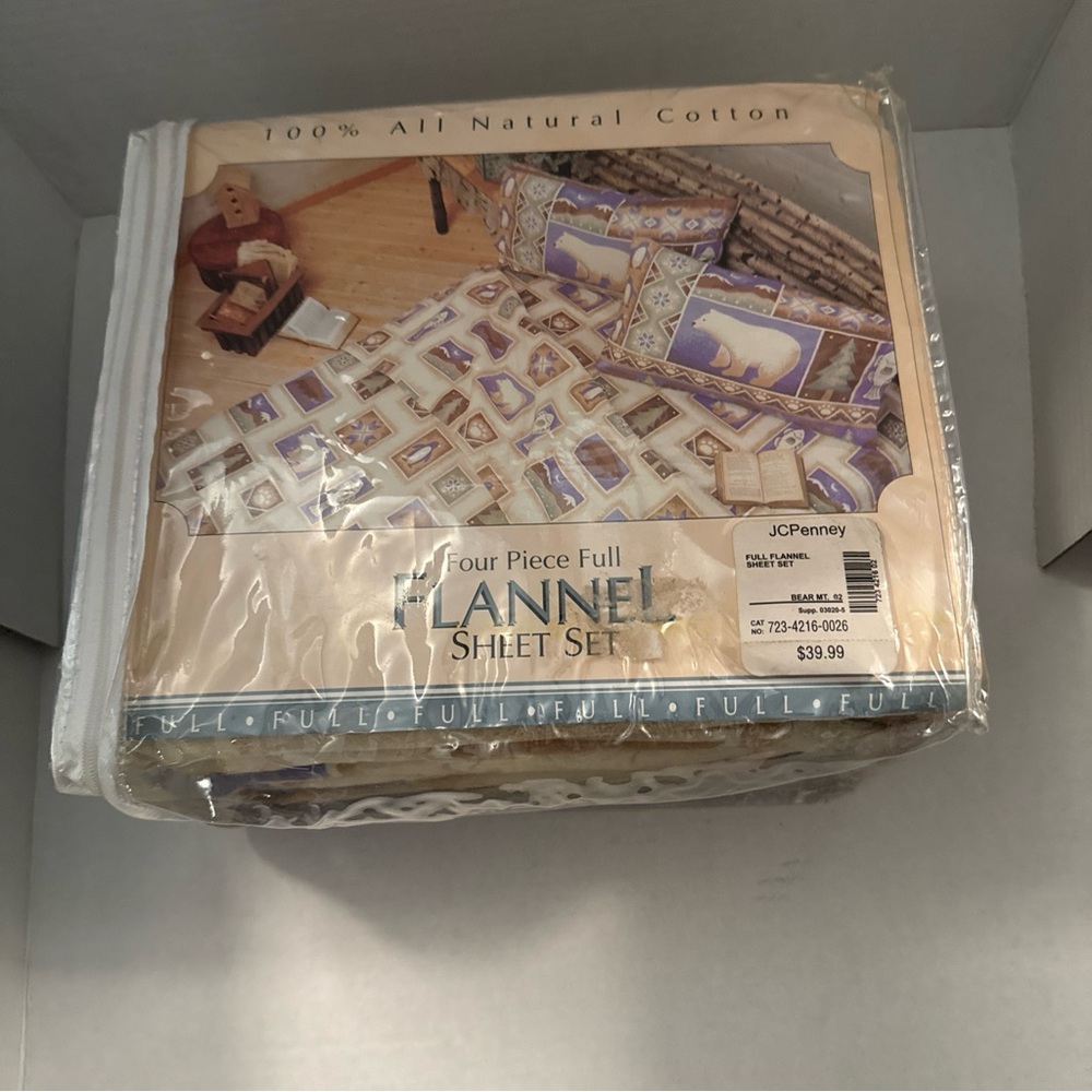 JCPenney Bear Print Flannel Sheet Set - Blue and White Bear sheets